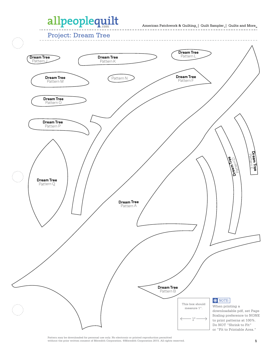 Dream Tree Quilt Pattern Templates - Printable document icon