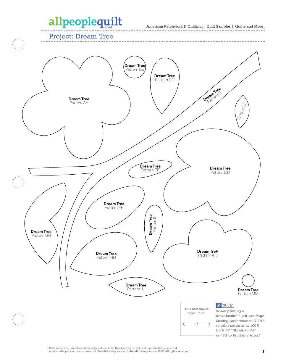 Dream Tree Quilt Pattern Templates, Page 3
