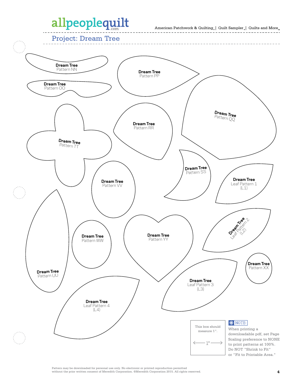 Dream Tree Quilt Pattern Templates, Page 4