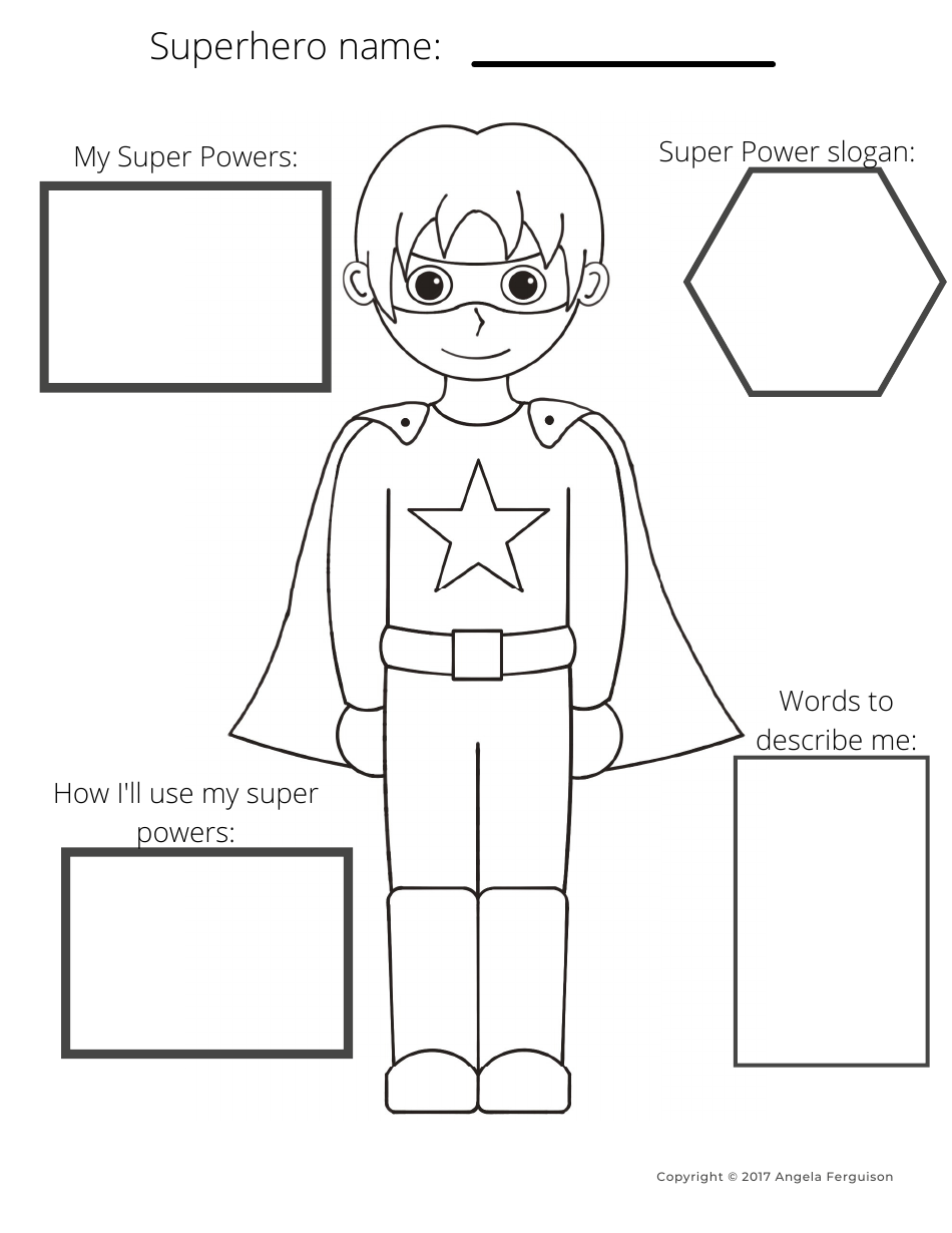 Superhero Boy Coloring Page, Page 1