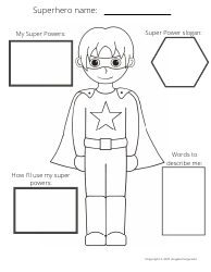 Document preview: Superhero Boy Coloring Page
