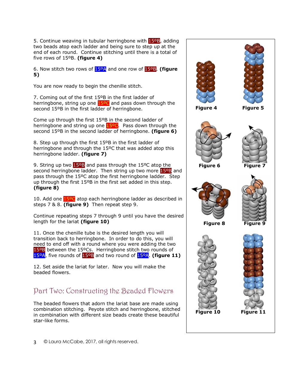 Star Flower Lariat Necklace Beading Pattern, Page 3