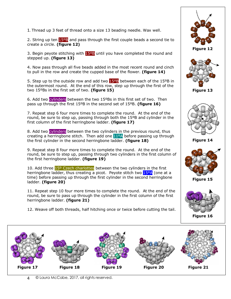 Star Flower Lariat Necklace Beading Pattern, Page 4