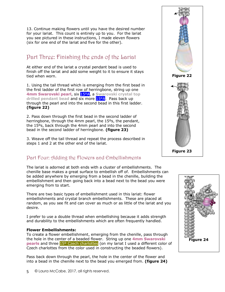 Star Flower Lariat Necklace Beading Pattern, Page 5