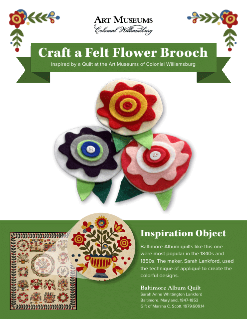Felt Flower Brooch Pattern Templates - Downloadable Design