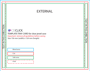 Tray Card Template for Clear Jewel Case