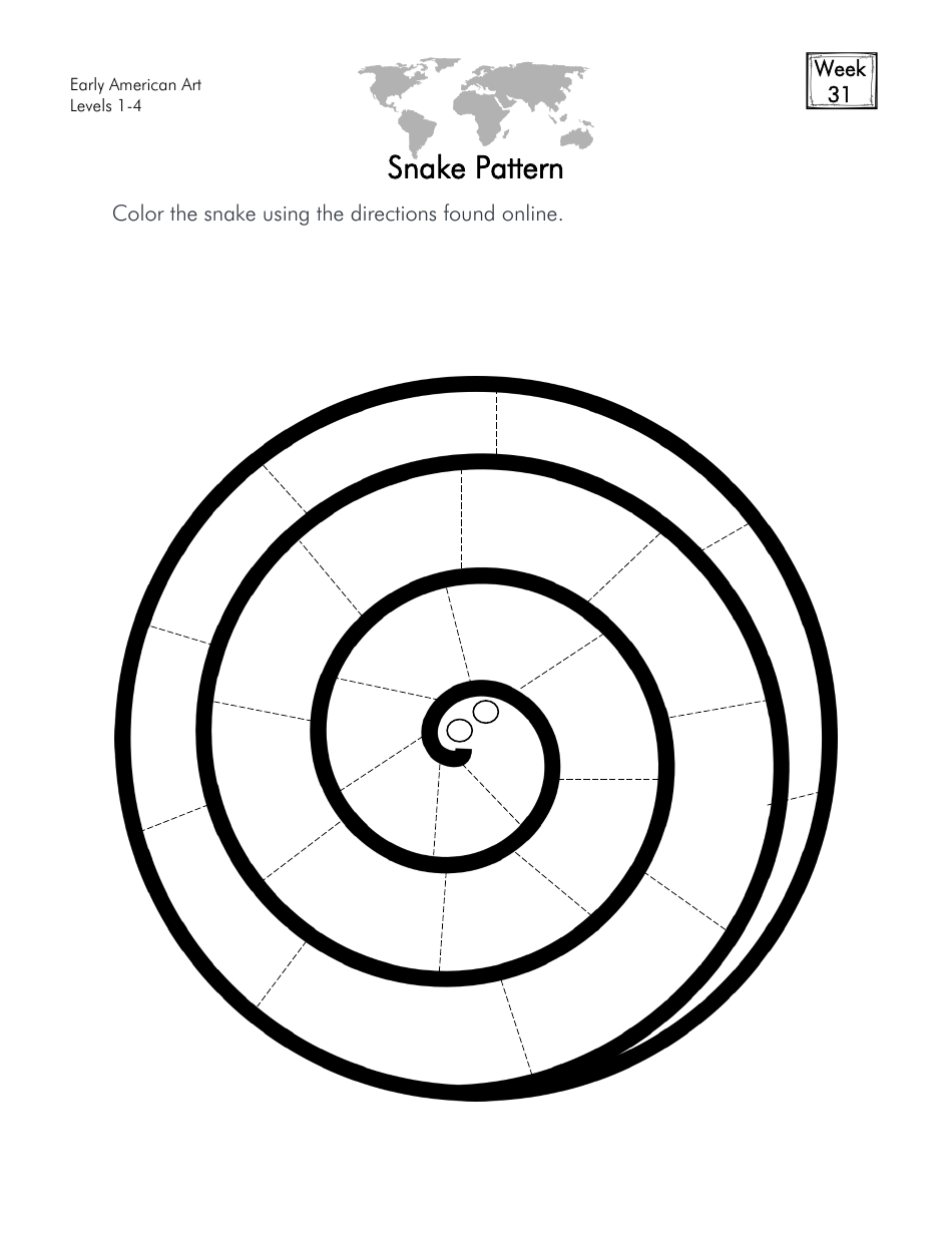 Snake Pattern Coloring Page, Page 1