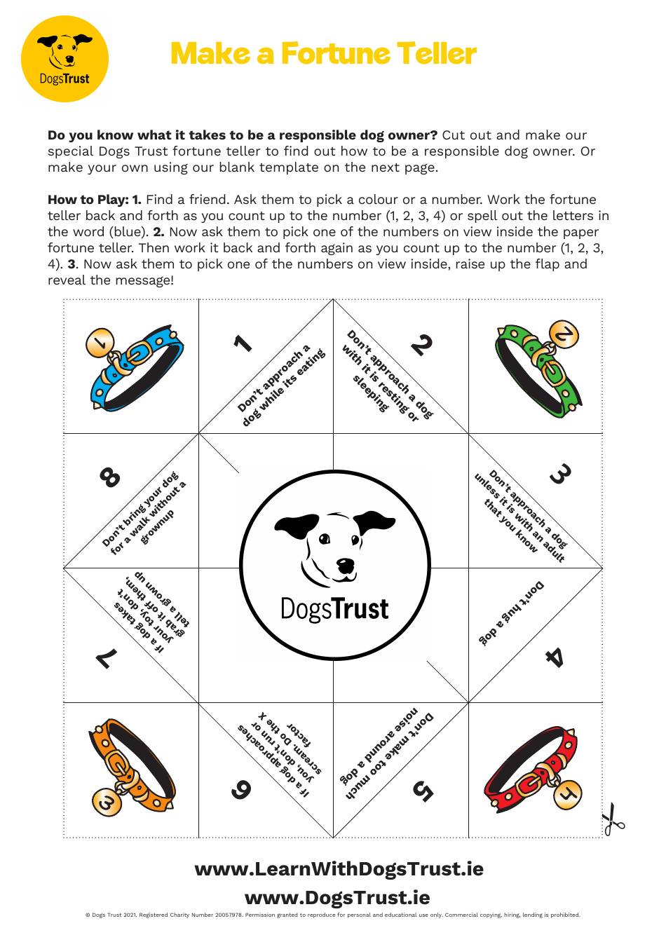Dog Owner's Fortune Teller Template Download Printable PDF Templateroller