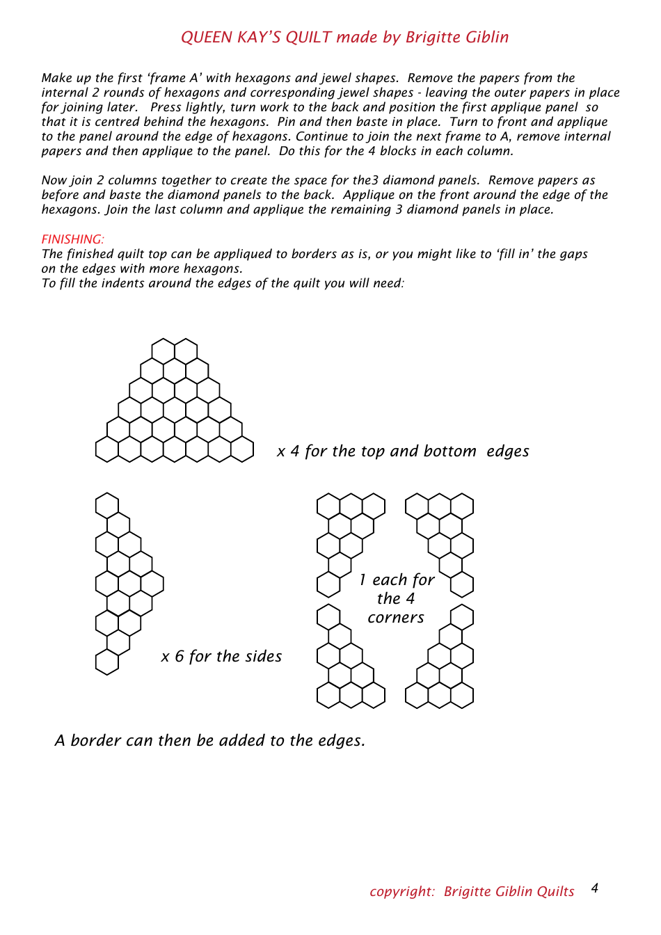 Queen Kays Quilt Pattern Templates, Page 4