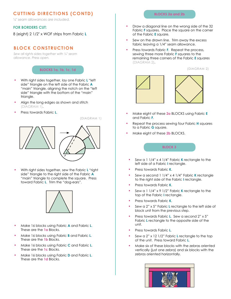Safari Stars Quilt Pattern Templates, Page 4