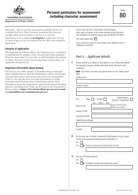 Form 80  Printable Pdf