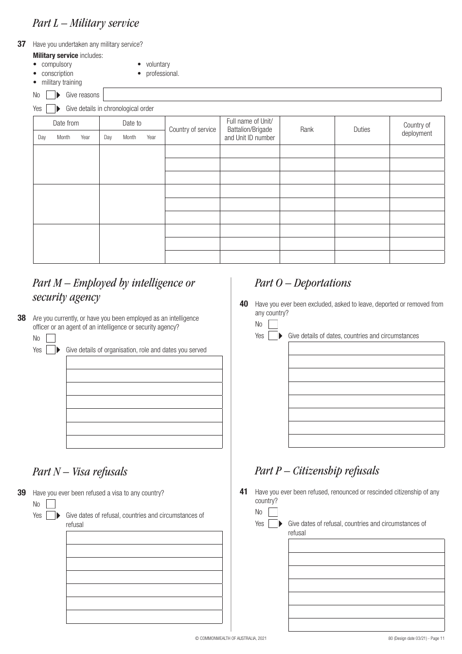 Form 80 - Fill Out, Sign Online and Download Fillable PDF, Australia ...