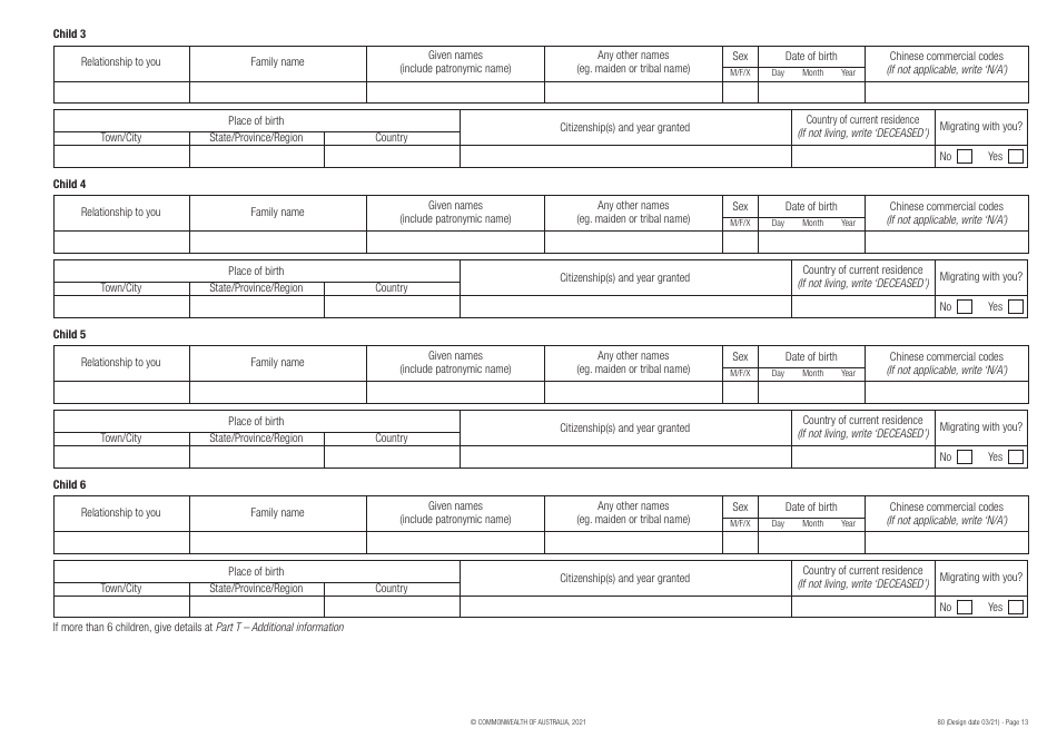 Form 80 Personal Particulars for Assessment Including Character Assessment - Australia, Page 13