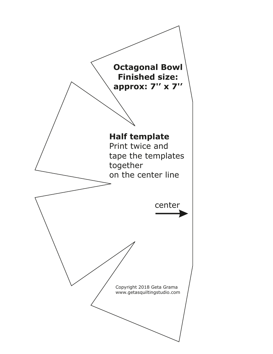 Hexagonal and Octagonal Bowl Sewing Pattern Templates, Page 10
