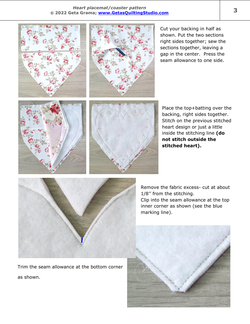 Heart Placemat / Coaster Sewing Pattern Templates, Page 3
