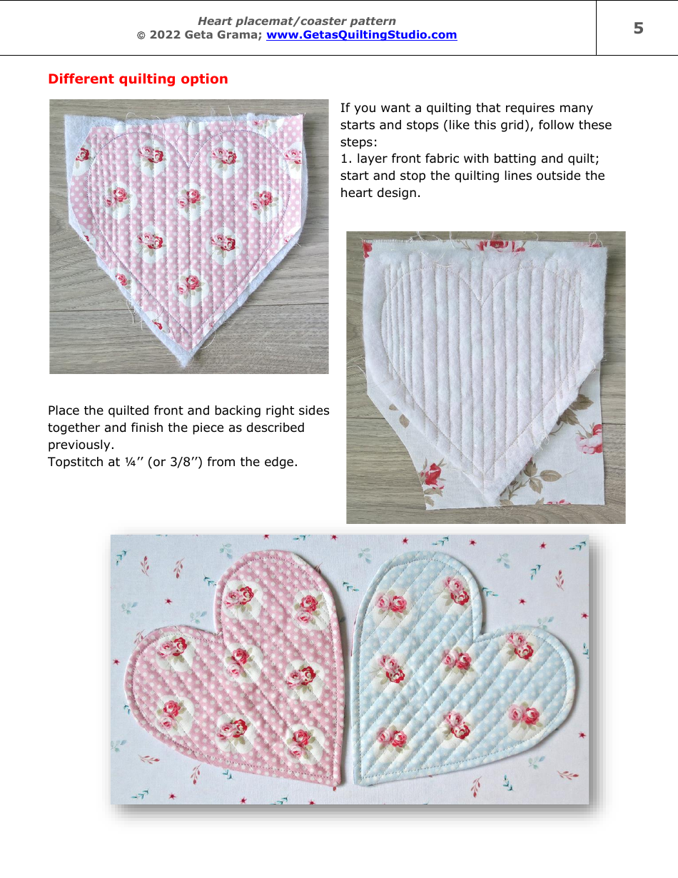 Heart Placemat / Coaster Sewing Pattern Templates, Page 5