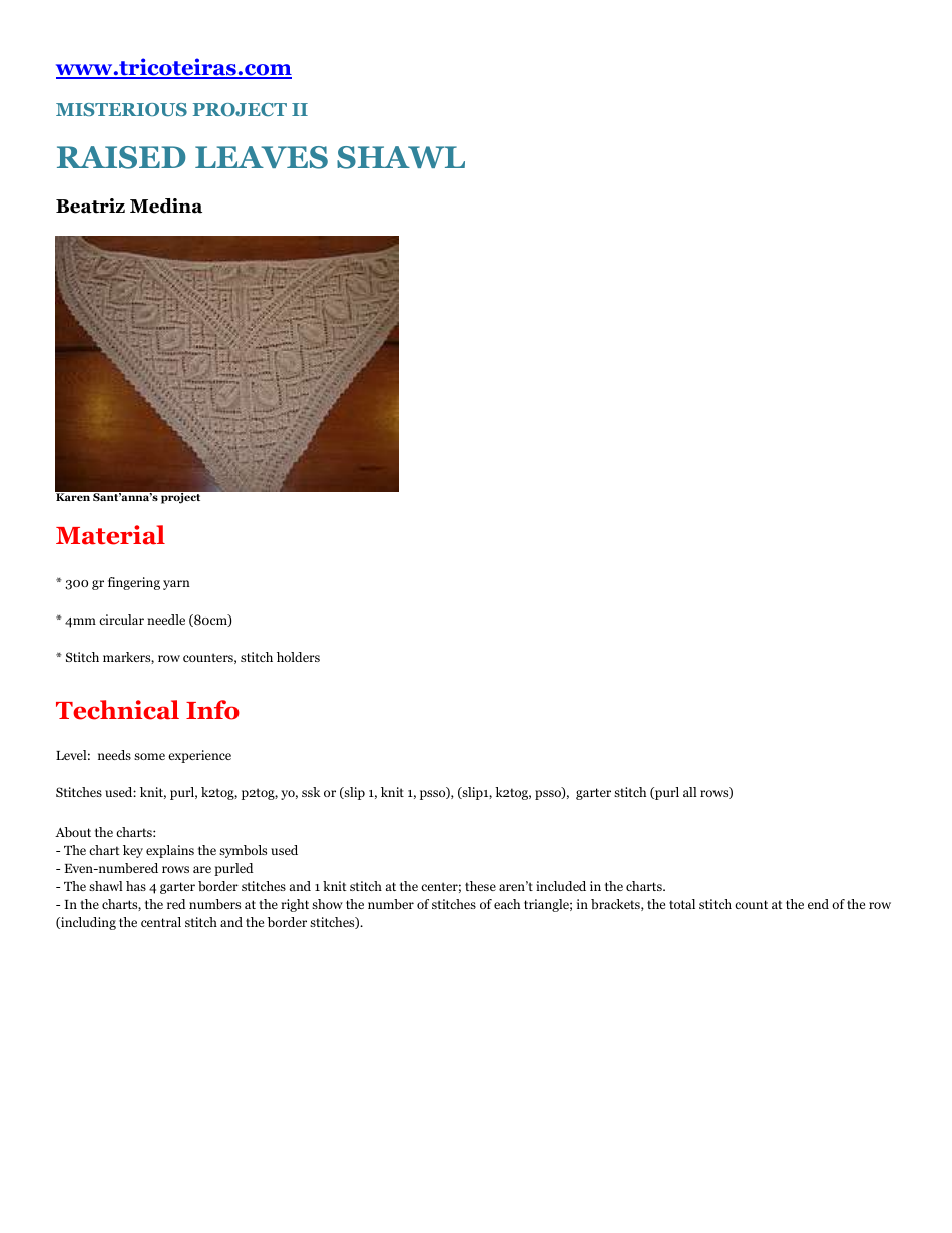 Knitting Pattern for Raised Leaves Shawl