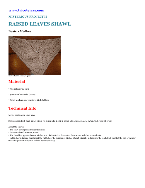 Raised Leaves Shawl Knitting Pattern