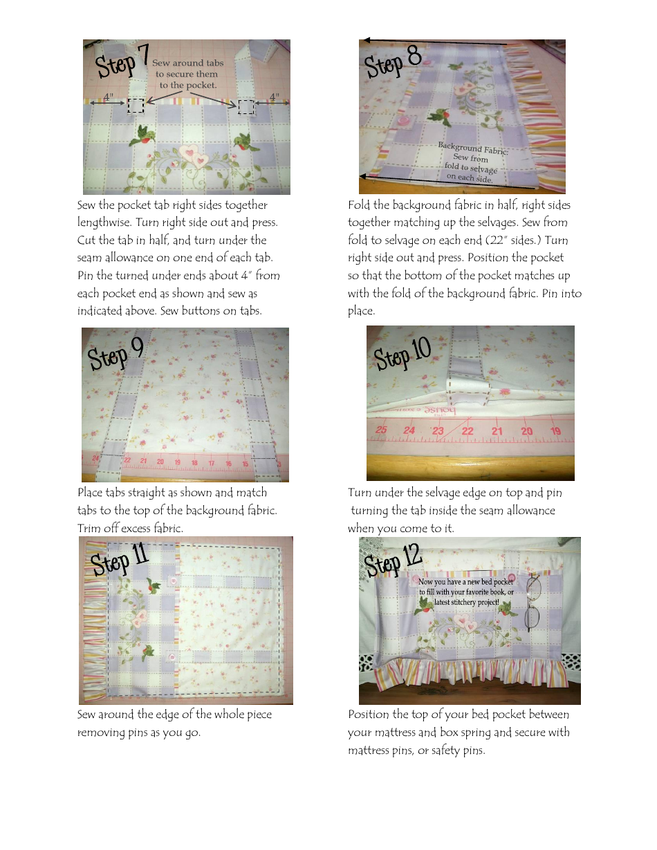 Charming Bed Pocket Applique / Embroidery Pattern Template, Page 4