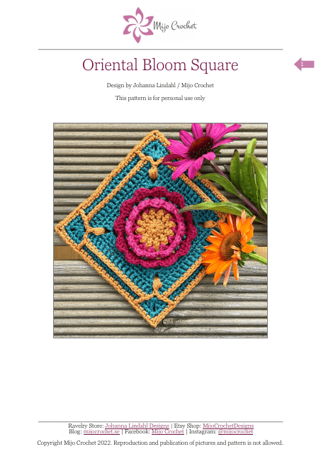 Oriental Bloom Square Crochet Pattern