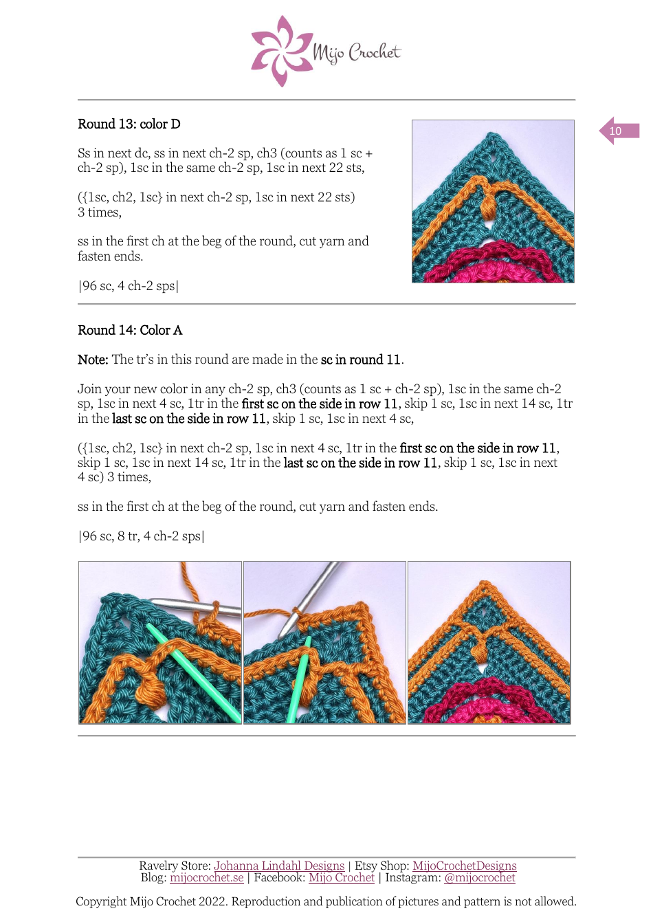 Oriental Bloom Square Crochet Pattern, Page 10