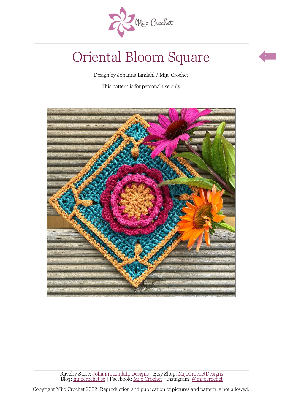 Oriental Bloom Square Crochet Patterns Image Preview