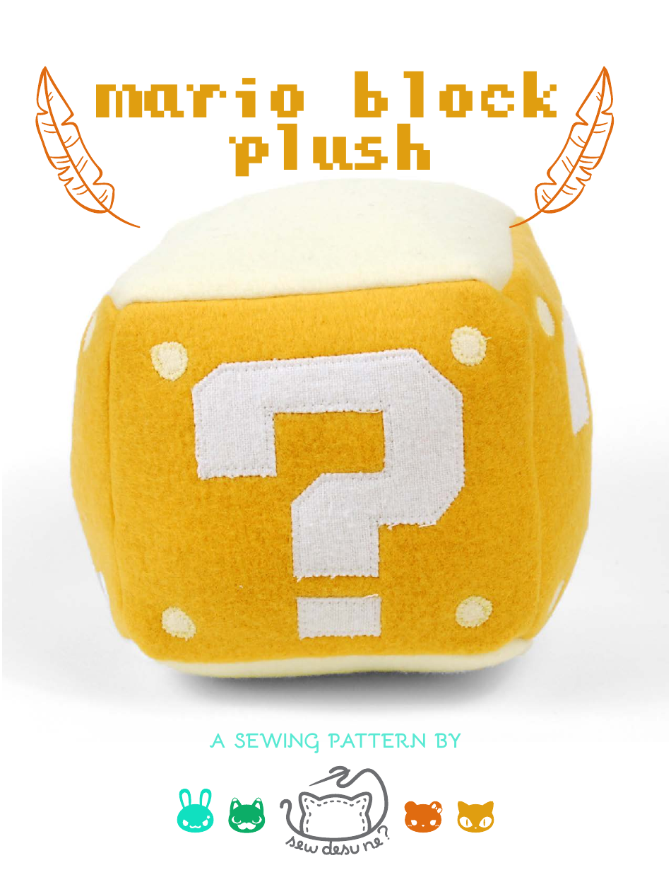 Mario Block Plush Sewing Pattern Template - Image Preview