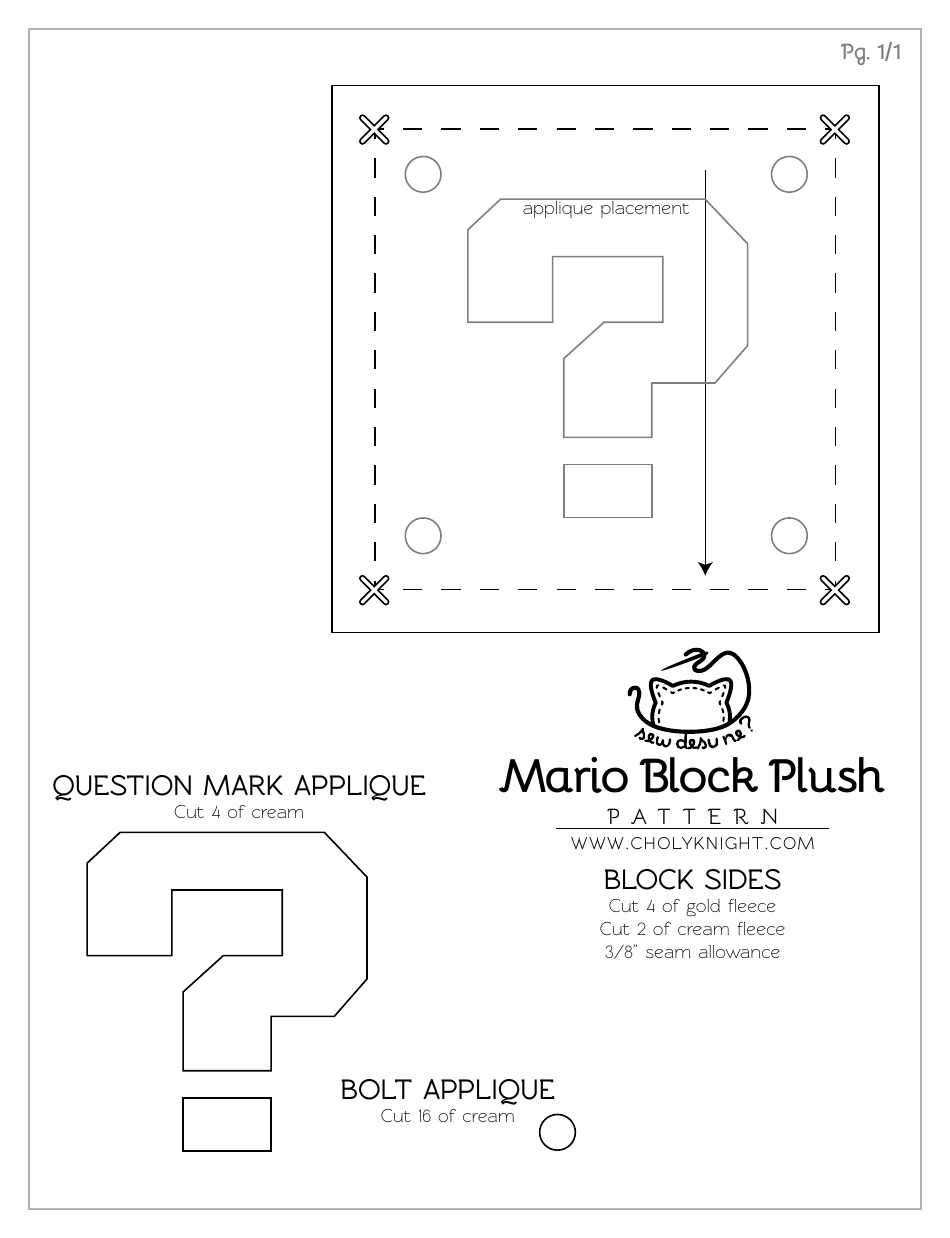 Mario Block Plush Sewing Pattern Templates, Page 7