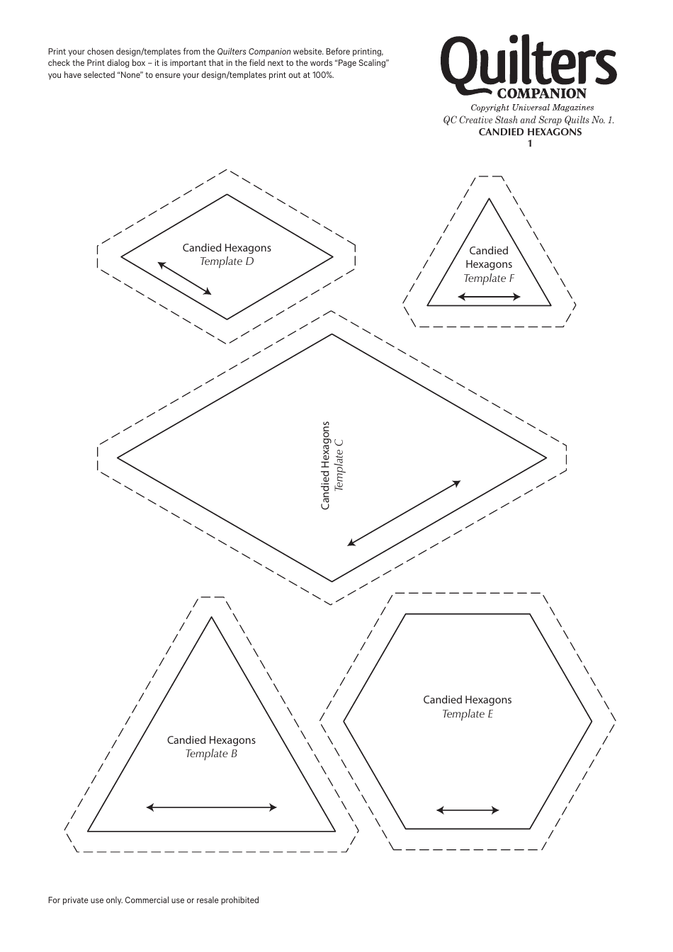 Candied Hexagons Quilt Pattern - Template Preview