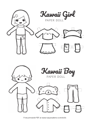 Document preview: Kawaii Boy and Girl Paper Doll Templates