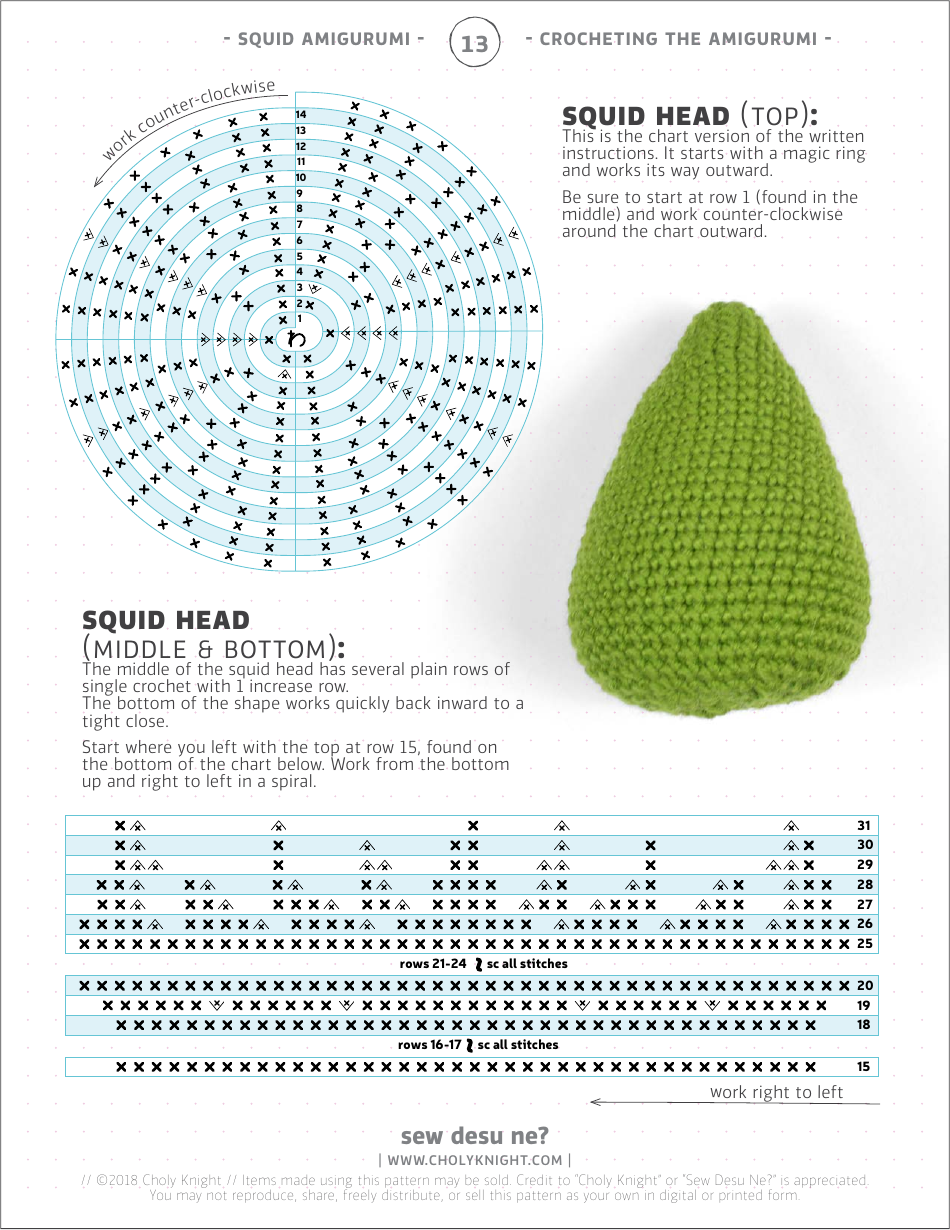 Squid Amigurumi Crochet Pattern Templates, Page 13