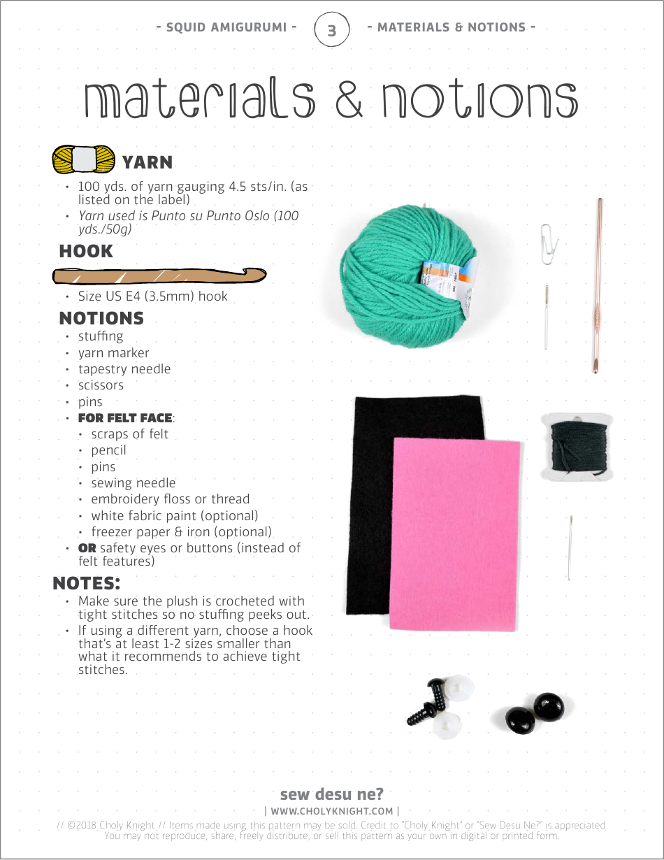 Squid Amigurumi Crochet Pattern Templates, Page 3