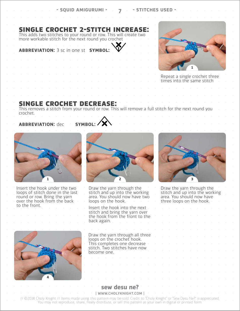 Squid Amigurumi Crochet Pattern Templates, Page 7