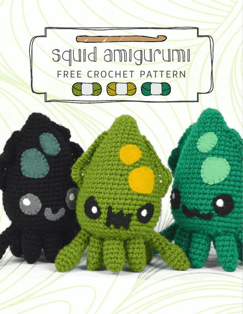 Squid Amigurumi Crochet pattern template image preview