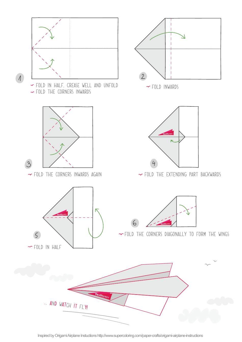 A step-by-step origami plane guide.