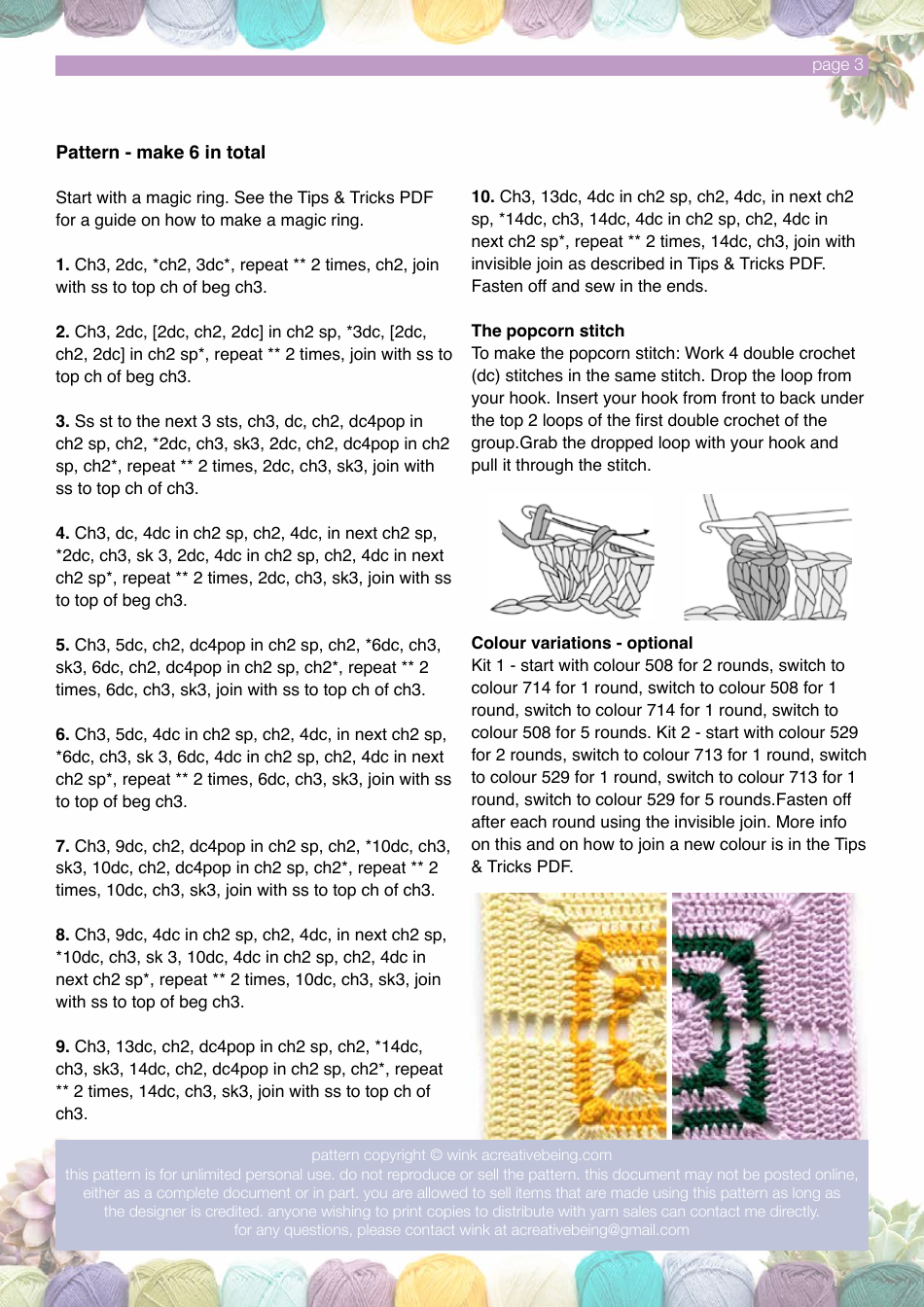 Scheepjes Granny Square Crochet Pattern, Page 3
