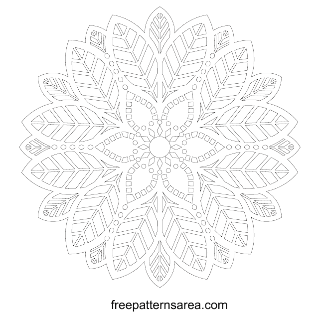 Leaf Mandala Ornament Pattern Template