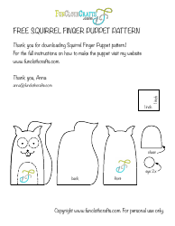 Document preview: Squirrel Finger Puppet Pattern Template