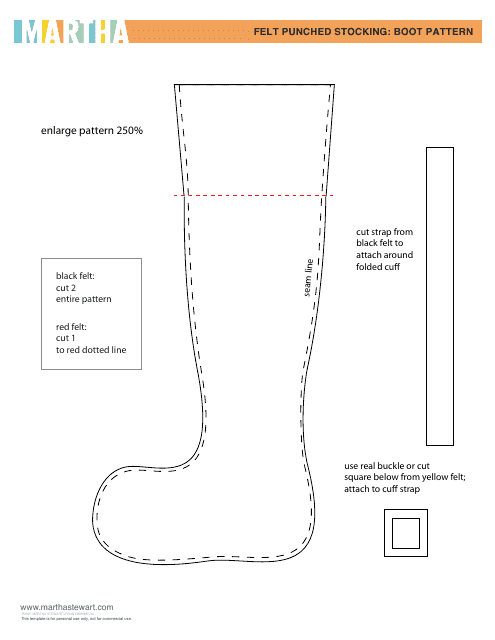 Felt Punched Stocking Boot Pattern Template