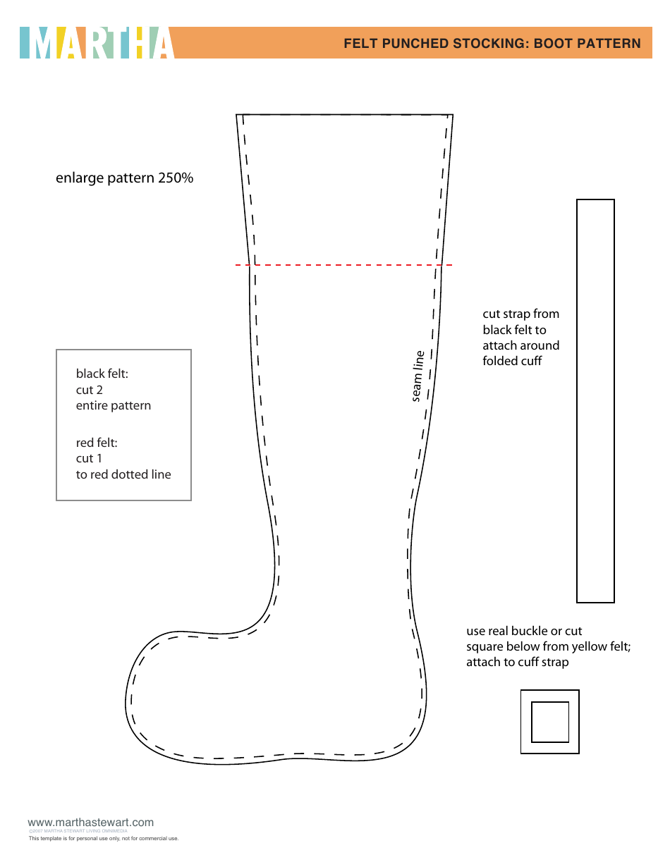 Felt Punched Stocking Boot Pattern Template Download Printable PDF