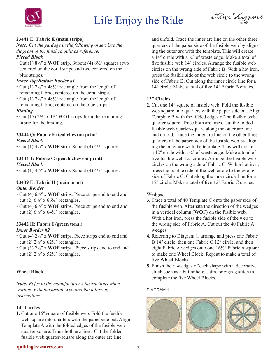 Enjoy the Ride Quilt Pattern Templates, Page 3