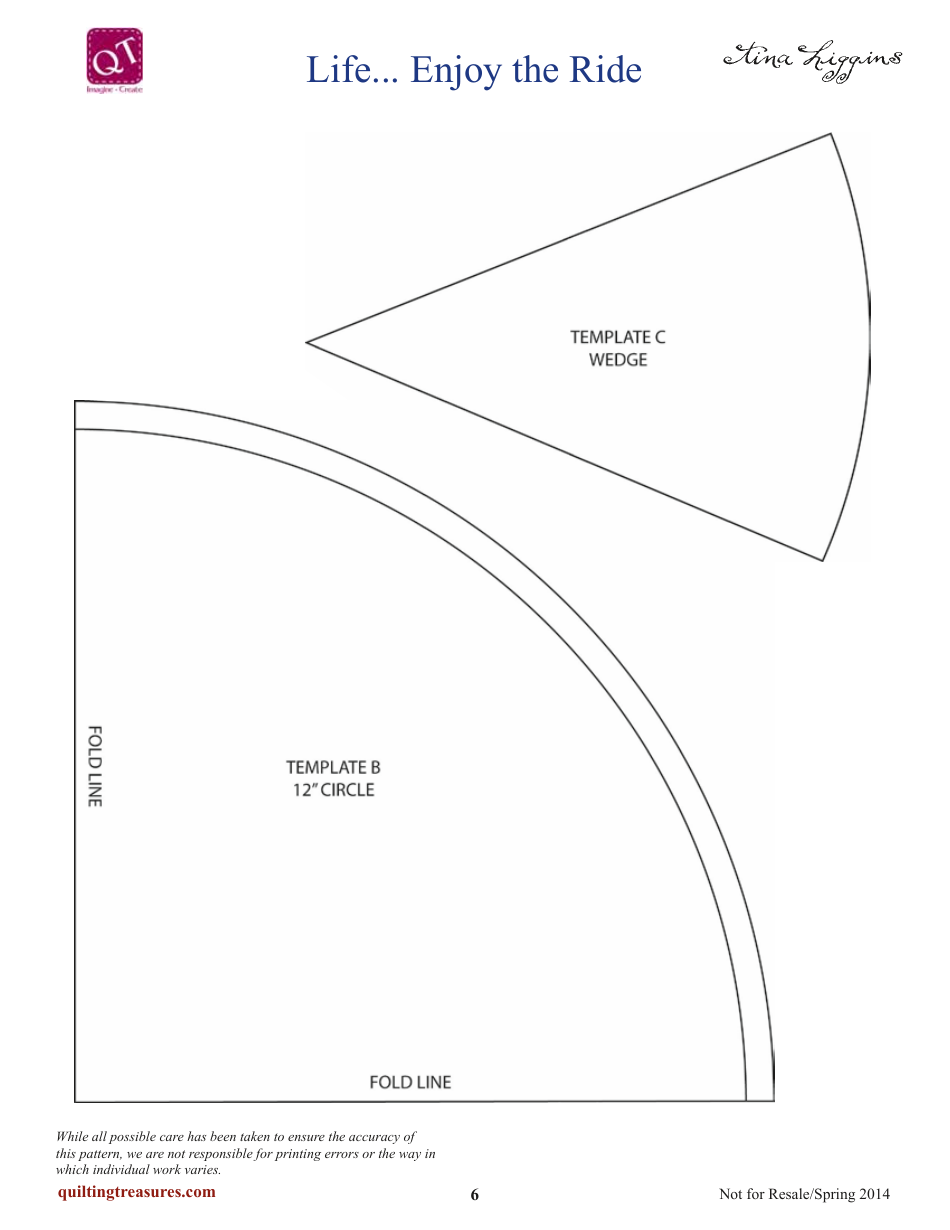 Enjoy the Ride Quilt Pattern Templates, Page 6