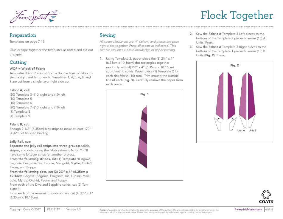Flock Together Quilt Pattern Templates, Page 4