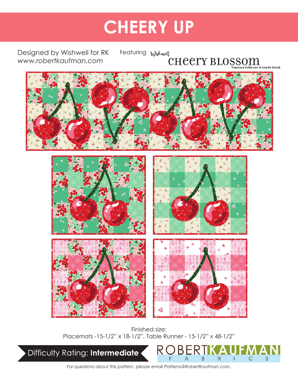 Cherry Quilt Pattern Template - Downloadable Design