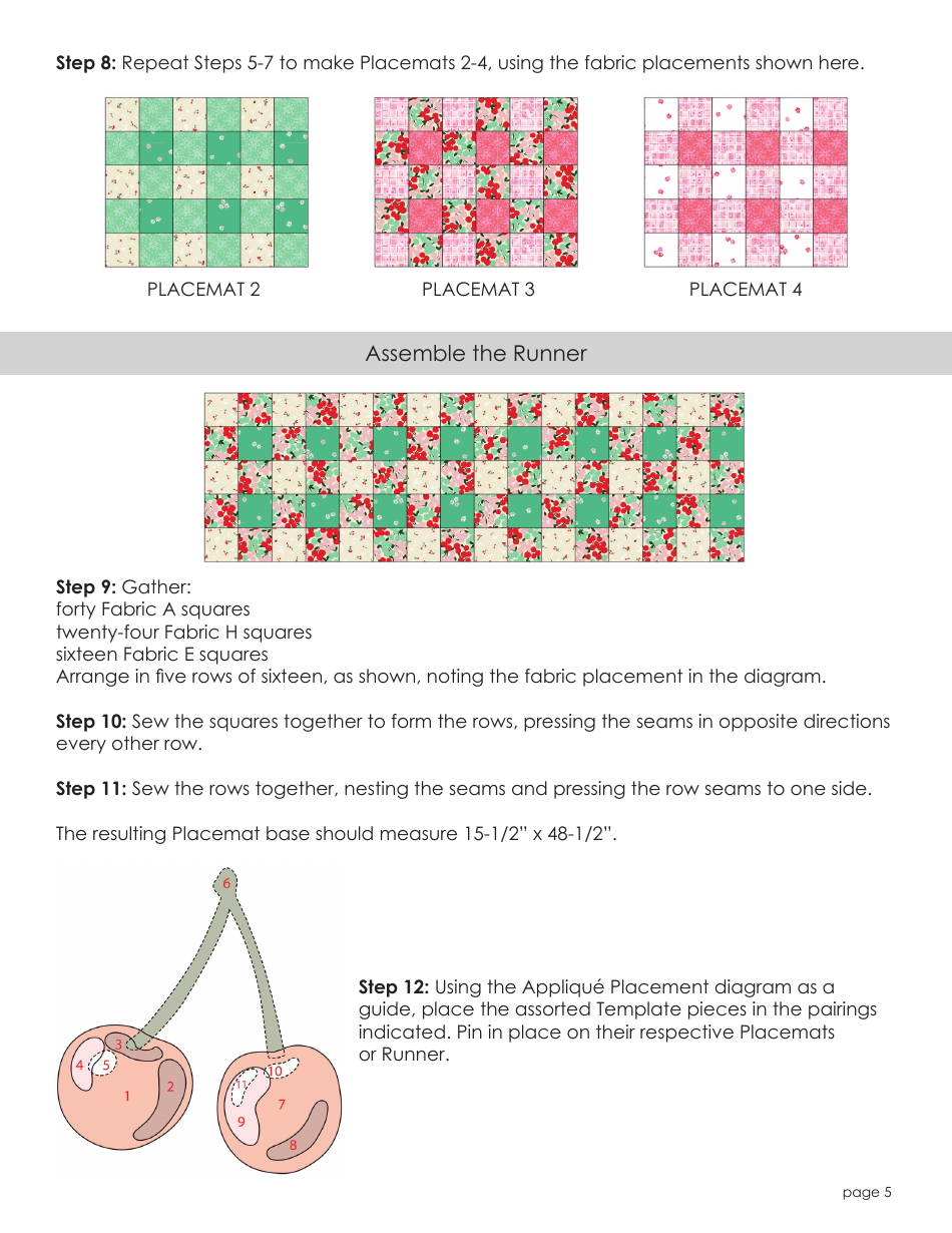 Cherry Quilt Pattern Templates, Page 5