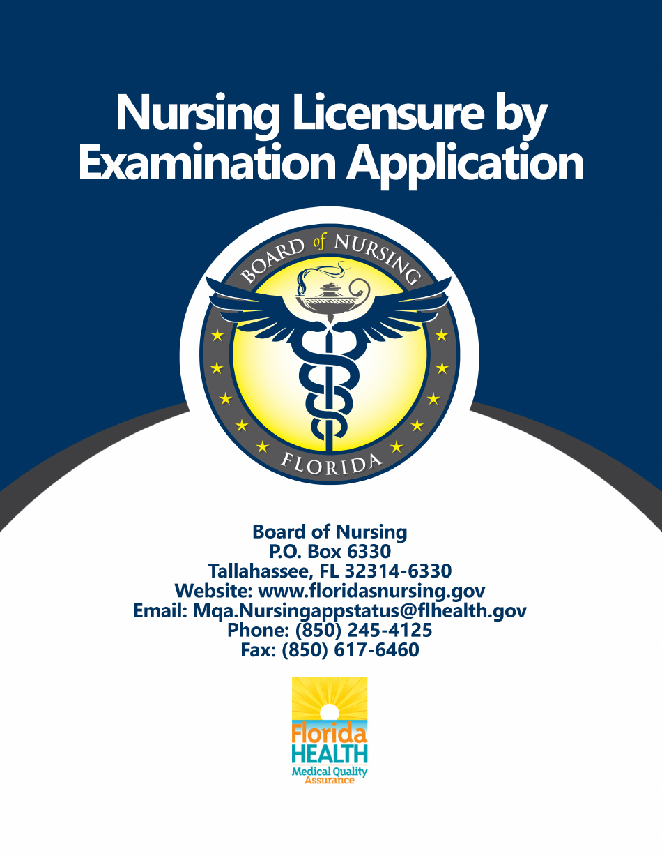 Form DH-MQA1094 Nursing Licensure by Examination Application - Florida, Page 1