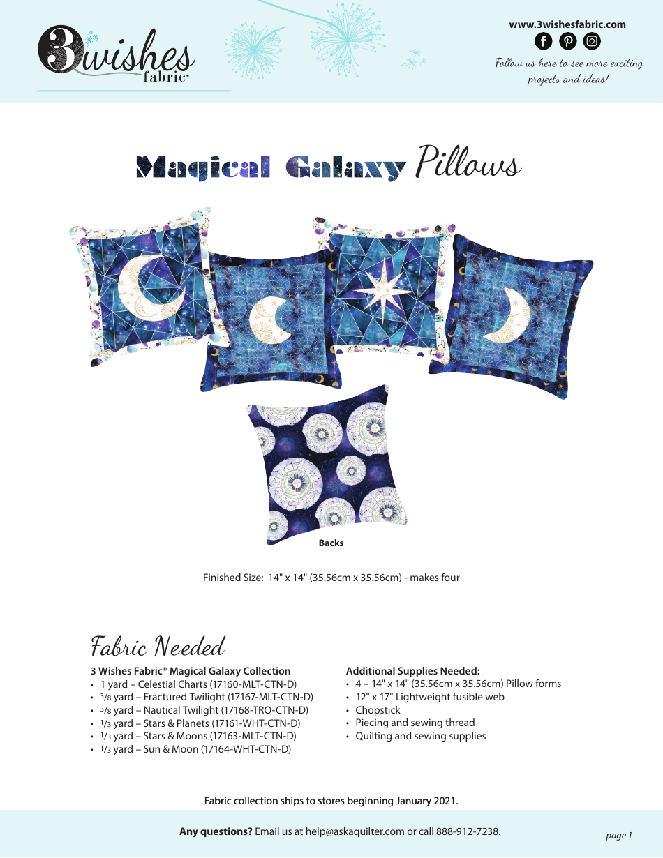 Magical Galaxy Pillow Sewing Pattern Templates