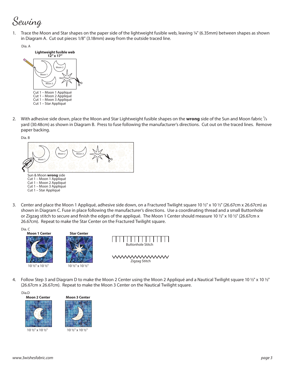 Magical Galaxy Pillow Sewing Pattern Templates, Page 3