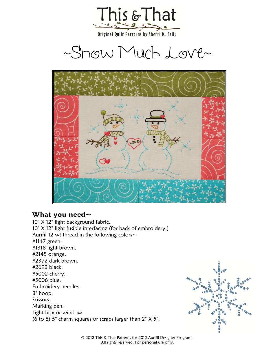 Snow Much Love Embroidery Pattern Template - Preview image