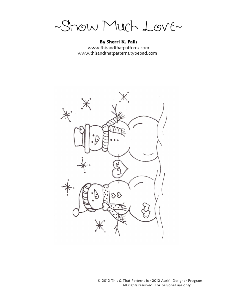 Snow Much Love Embroidery Pattern Template, Page 3
